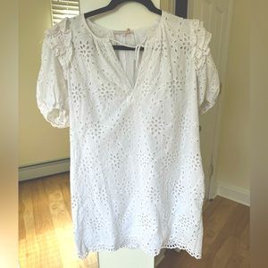 Eyelet crochet mini dress